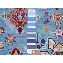 Load image into Gallery viewer, 6&#39;2&quot;x8&#39;7&quot; Maya Blue, Kazak with Tribal Medallion Design, Denser Weave, Vegetable Dyes, Hand Knotted, Soft and Shiny Wool, Oriental Rug FWR3210