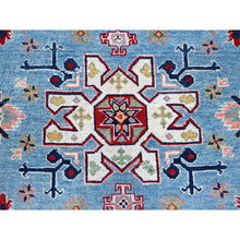 Load image into Gallery viewer, 6&#39;2&quot;x8&#39;7&quot; Maya Blue, Kazak with Tribal Medallion Design, Denser Weave, Vegetable Dyes, Hand Knotted, Soft and Shiny Wool, Oriental Rug FWR3210