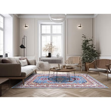 Load image into Gallery viewer, 6&#39;x8&#39;9&quot; Carolina Blue, Kazak with Tribal Pattern, Hand Knotted, Denser Weave, Soft and Velvety Wool, Vegetable Dyes, Oriental Rug FWR3216