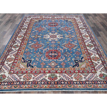 Load image into Gallery viewer, 6&#39;x8&#39;9&quot; Carolina Blue, Kazak with Tribal Pattern, Hand Knotted, Denser Weave, Soft and Velvety Wool, Vegetable Dyes, Oriental Rug FWR3216