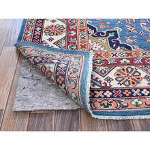 Load image into Gallery viewer, 6&#39;x8&#39;9&quot; Carolina Blue, Kazak with Tribal Pattern, Hand Knotted, Denser Weave, Soft and Velvety Wool, Vegetable Dyes, Oriental Rug FWR3216
