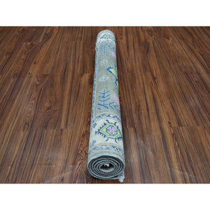 3'5"x4'10" Colorful Gray Fusion Kazak Pure Wool Geometric Design Hand Knotted Oriental Rug FWR322680