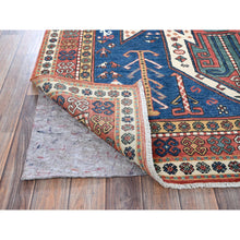 Load image into Gallery viewer, 5&#39;2&quot;x7&#39; Imperial Blue, Swan Kazak With Small Animal Figurines, Hand Knotted, Soft And Velvety Wool, Denser Weave, Vegetable Dyes, Oriental Rug FWR3222