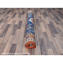 Load image into Gallery viewer, 5&#39;2&quot;x7&#39; Imperial Blue, Swan Kazak with Small Animal Figurines, Hand Knotted, Soft and Velvety Wool, Denser Weave, Vegetable Dyes, Oriental Rug FWR3222