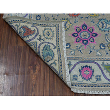 Load image into Gallery viewer, 4&#39;x5&#39;9&quot; Colorful Gray Fusion Kazak Pure Wool Geometric Design Hand Knotted Oriental Rug FWR322842