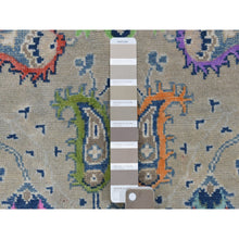Load image into Gallery viewer, 4&#39;x5&#39;9&quot; Colorful Gray Fusion Kazak Pure Wool Geometric Design Hand Knotted Oriental Rug FWR322842