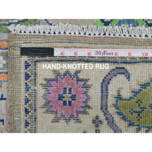 Load image into Gallery viewer, 4&#39;x5&#39;9&quot; Colorful Gray Fusion Kazak Pure Wool Geometric Design Hand Knotted Oriental Rug FWR322842