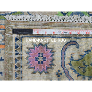 4'x5'9" Colorful Gray Fusion Kazak Pure Wool Geometric Design Hand Knotted Oriental Rug FWR322842