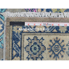 Load image into Gallery viewer, 3&#39;10&quot;x5&#39;9&quot; Colorful Gray Fusion Kazak Pure Wool Geometric Design Hand Knotted Oriental Rug FWR322848