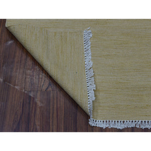 2'5"x6'3" Beige Shades Flat Weave Kilim Pure Wool Hand Woven Runner Rug FWR323148