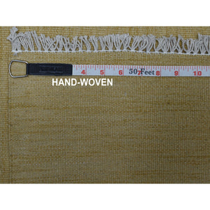 2'5"x6'3" Beige Shades Flat Weave Kilim Pure Wool Hand Woven Runner Rug FWR323148