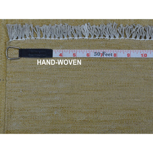 2'2"x6'2" Beige Shades Flat Weave Kilim Pure Wool Hand Woven Runner Rug FWR323160