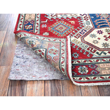 Load image into Gallery viewer, 4&#39;10&quot;x6&#39;5&quot; Crimson Red, Antique Karachop Kazak Design, Hand Knotted, Soft and Velvety Wool, Denser Weave, Vegetable Dyes, Oriental Rug FWR3228