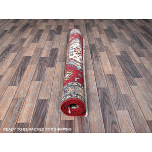 4'10"x6'5" Crimson Red, Antique Karachop Kazak Design, Hand Knotted, Soft and Velvety Wool, Denser Weave, Vegetable Dyes, Oriental Rug FWR3228