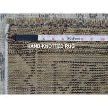 Load image into Gallery viewer, 6&#39;1&quot;x11&#39;10&quot; Beige and Brown, Karajeh Design with Geometric Medallion, Hand Knotted, Vegetable Dyes, Extra Soft Wool, Wide Gallery Runner Oriental Rug FWR506454