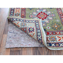 Load image into Gallery viewer, 2&#39;9&quot;x12&#39;9&quot; Cedar Green, Kazak With Tribal Medallions Design, Hand Knotted, Soft And Velvety Wool, Denser Weave, Vegetable Dyes, Runner, Oriental Rug FWR3246