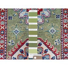 Load image into Gallery viewer, 2&#39;9&quot;x12&#39;9&quot; Cedar Green, Kazak With Tribal Medallions Design, Hand Knotted, Soft And Velvety Wool, Denser Weave, Vegetable Dyes, Runner, Oriental Rug FWR3246