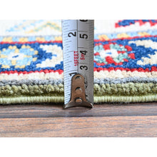 Load image into Gallery viewer, 2&#39;9&quot;x12&#39;9&quot; Cedar Green, Kazak With Tribal Medallions Design, Hand Knotted, Soft And Velvety Wool, Denser Weave, Vegetable Dyes, Runner, Oriental Rug FWR3246