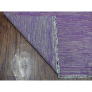 6'8"x9'8" Lavender Shades Flat Weave Kilim Pure Wool Hand Woven Oriental Rug FWR325278