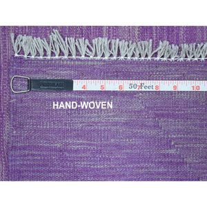 6'8"x9'8" Lavender Shades Flat Weave Kilim Pure Wool Hand Woven Oriental Rug FWR325278