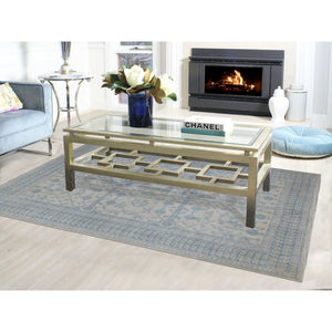 5'10"x9'1" White Wash Khotan With Pomegranate Garden Design Hand Knotted Oriental Rug FWR325746