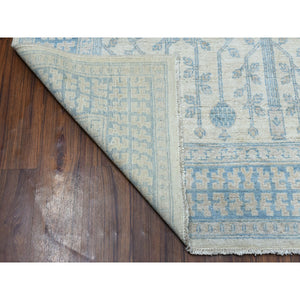 5'10"x9'1" White Wash Khotan With Pomegranate Garden Design Hand Knotted Oriental Rug FWR325746