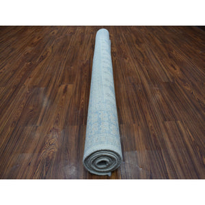 5'10"x9'1" White Wash Khotan With Pomegranate Garden Design Hand Knotted Oriental Rug FWR325746