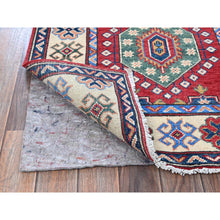 Load image into Gallery viewer, 2&#39;9&quot;x13&#39;1&quot; Scarlet Red, Kazak With Tribal Medallions Design, Hand Knotted, Soft And Velvety Wool, Denser Weave, Vegetable Dyes, Runner, Oriental Rug FWR3252