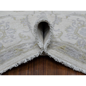 8'5"x9'7" Ivory Washed Out Peshawar Natural Wool Hand Knotted Oriental Rug FWR326334