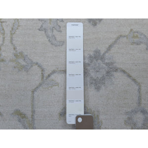 8'5"x9'7" Ivory Washed Out Peshawar Natural Wool Hand Knotted Oriental Rug FWR326334
