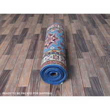 Load image into Gallery viewer, 2&#39;10&quot;x16&#39; Imperial Blue, Kazak With Geometric Medallions Design, Soft And Shiny Wool, Hand Knotted, Denser Weave, Vegetable Dyes, Xl Runner, Oriental Rug FWR3264