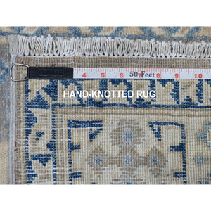 2'6"x9'4" Gray Vintage Look Kazak Pure Wool Tribal Design Hand Knotted Runner Oriental Rug FWR327672