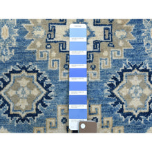 Load image into Gallery viewer, 2&#39;8&quot;x9&#39;6&quot; Blue All Over Design Hand Knotted Pure Wool Vintage Look Kazak Runner Oriental Rug FWR327732