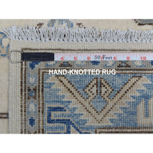 Load image into Gallery viewer, 2&#39;9&quot;x9&#39;7&quot; Ivory Vintage Look kazak Organic Wool Hand Knotted Oriental Rug FWR327960