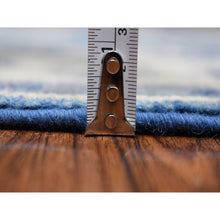 Load image into Gallery viewer, 2&#39;8&quot;x9&#39;5&quot; Blue Hand Knotted Vintage Look Kazak Natural Wool Geometric Design Runner Oriental Rug FWR327978
