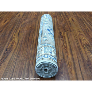 2'8"x9'7" Gray Hand Knotted Vintage Look Kazak Natural Wool Tribal Design Runner Oriental Rug FWR328050