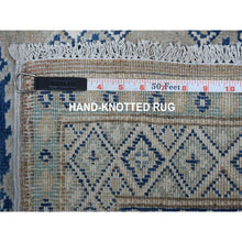 Load image into Gallery viewer, 2&#39;6&quot;x9&#39;9&quot; Gray Caucasian Vintage Look Kazak Tribal Design Natural Wool Hand Knotted Runner Oriental Rug FWR328086