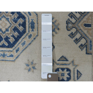 4'x5'9" Ivory Afghani Wool Vintage Look Kazak Hand Knotted Oriental Rug FWR328704