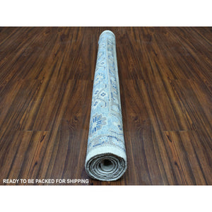 4'x5'9" Ivory Afghani Wool Vintage Look Kazak Hand Knotted Oriental Rug FWR328704