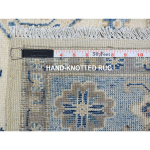 4'x5'9" Ivory Afghani Wool Vintage Look Kazak Hand Knotted Oriental Rug FWR328704