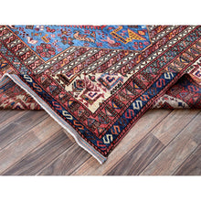 Load image into Gallery viewer, 9&#39;5&quot;x12&#39;1&quot; Bayern Blue, Afghan Ersari With Turkish Knot, Caucasian Design Revival, Ancient Bird Figurines, Vegetable Dyes, Hand Knotted, 100% Wool, Oriental Rug FWR3282