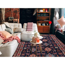 Load image into Gallery viewer, 8&#39;2&quot;x10&#39;5&quot; Navy Blue, Afghan Ersari with Turkish Knot, Caucasian Design Revival, Ancient Bird Figurines, Vegetable Dyes, Hand Knotted, 100% Wool, Oriental Rug FWR3288