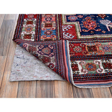 Load image into Gallery viewer, 8&#39;2&quot;x10&#39;5&quot; Navy Blue, Afghan Ersari with Turkish Knot, Caucasian Design Revival, Ancient Bird Figurines, Vegetable Dyes, Hand Knotted, 100% Wool, Oriental Rug FWR3288