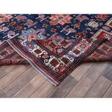 Load image into Gallery viewer, 8&#39;2&quot;x10&#39;5&quot; Navy Blue, Afghan Ersari with Turkish Knot, Caucasian Design Revival, Ancient Bird Figurines, Vegetable Dyes, Hand Knotted, 100% Wool, Oriental Rug FWR3288