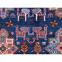 Load image into Gallery viewer, 8&#39;2&quot;x10&#39;5&quot; Navy Blue, Afghan Ersari with Turkish Knot, Caucasian Design Revival, Ancient Bird Figurines, Vegetable Dyes, Hand Knotted, 100% Wool, Oriental Rug FWR3288