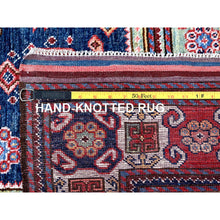 Load image into Gallery viewer, 8&#39;2&quot;x10&#39;5&quot; Navy Blue, Afghan Ersari with Turkish Knot, Caucasian Design Revival, Ancient Bird Figurines, Vegetable Dyes, Hand Knotted, 100% Wool, Oriental Rug FWR3288
