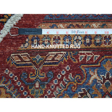 Load image into Gallery viewer, 9&#39;7&quot;x9&#39;7&quot; Red Round Super Kazak Khorjin Design Natural Wool Hand Knotted Oriental Rug FWR329748