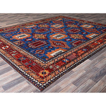 Load image into Gallery viewer, 8&#39;2&quot;x9&#39;9&quot; Carolina Blue, Afghan Ersari With Turkish Knot, Caucasian Design Revival, Vegetable Dyes, Hand Knotted, Pure Wool, Oriental Rug FWR3294