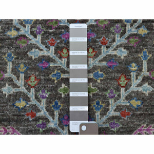 6'x8'10" Gray With Pop Of Color Willow And Cypress Tree Design Hand Knotted Oriental Rug FWR330630