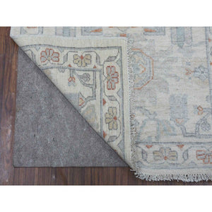 2'6"x9'10" White Wash Peshawar 100% Wool Hand Knotted Runner Oriental Rug FWR330882